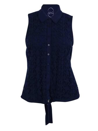 Inc International Concepts Women's Crochet Lace Tie Front Top - 1X