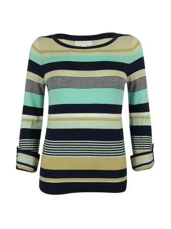Charter Club Women's Striped Tab-Sleeve Sweater - PS