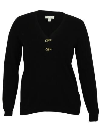 Charter Club Women's Clasp Detail V-Neck Knit Sweater - 0X