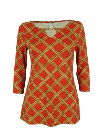 Charter Club Women's Printed Keyhole Tunic Blouse - PS