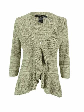 Style Co. Women's 3/4 Sleeve Marled Ruffle Cardigan - PS