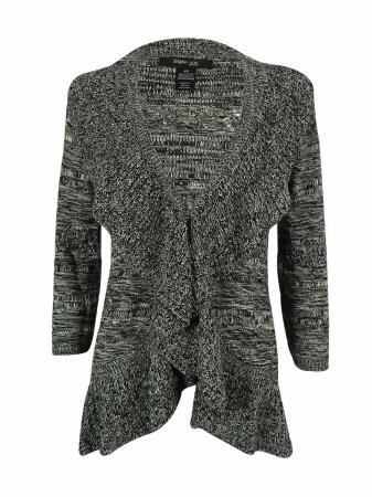 Style Co. Women's 3/4 Sleeve Marled Ruffle Cardigan - PS