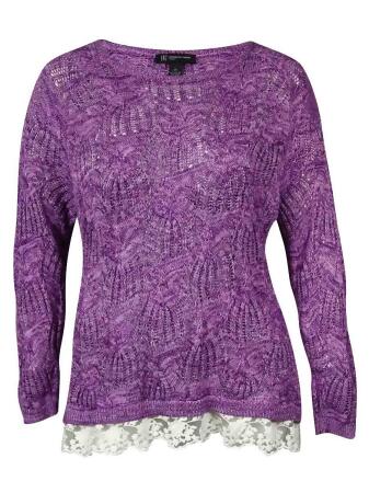 Inc International Concepts Women's Lace-Hem Cable Sweater - PXS
