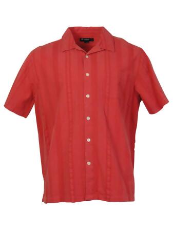 Cremieux Men's Front Buttoned Textured Cotton Shirt - L