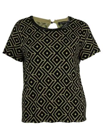 Inc International Concepts Women's Embellished Neckline Geo Print Top - S