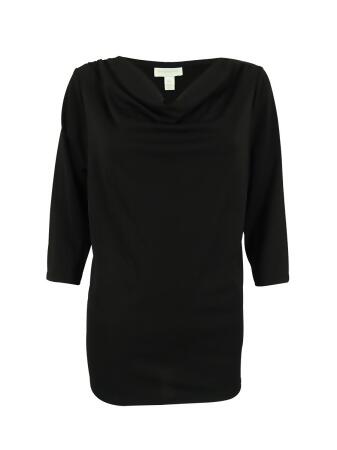 Charter Club Women's 3/4 Sleeve Cowl Neck Jersey Top - PXS