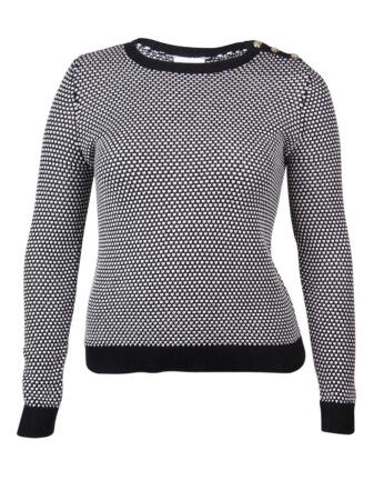 Charter Club Women's Button Shoulder Crew Neck Sweater - L