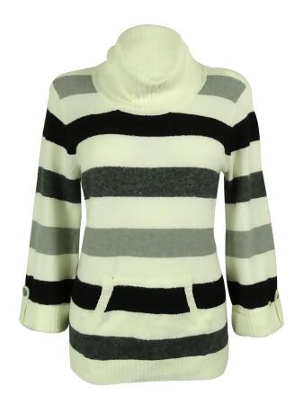 Style Co. Women's Striped Turtleneck Sweater - PXL