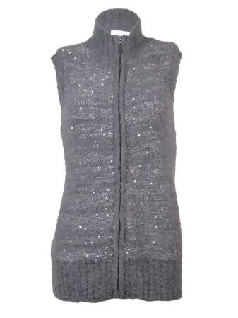 Charter Club Women's Sequined Zipper Front Cardigan Sweater Vest - PM