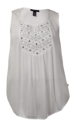 Style Co Women's Peasant Embellished Cutout Sleeveless Top - XS