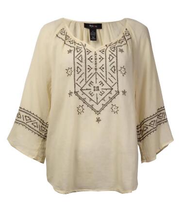 Style Co Women's Embroidered Split-neck Peasant Blouse - S