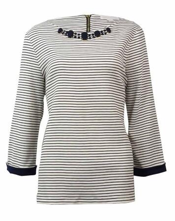 Charter Club Women's Embellished Striped Knit Top - 1X