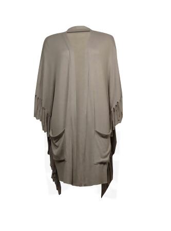 All Once Women's Fringed Pocket Batwing Knit Cardigan - M