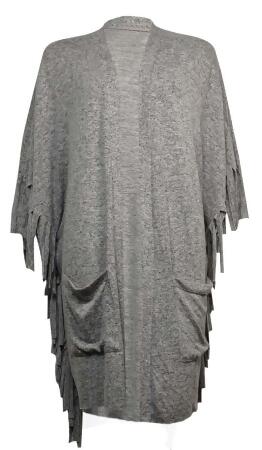 All Once Women's Fringed Pocket Batwing Knit Cardigan - M