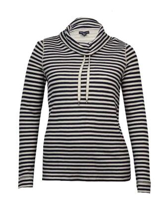 American Living Women's Striped Cowl Cotton Blend Sweater - XL