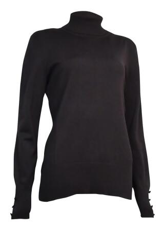 Cable Gauge Women's Buttoned Long Sleeves Turtleneck Sweater - L
