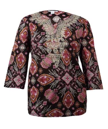 Charter Club Women's Soutache Printed Cotton Tunic - L