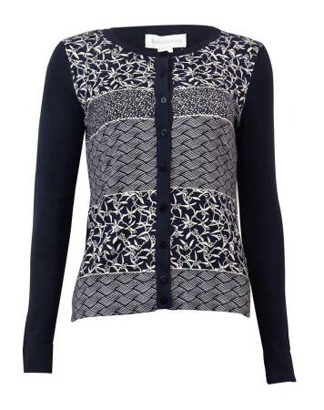 Charter Club Women's Rhinestone Printed Sweater Cardigan - XS