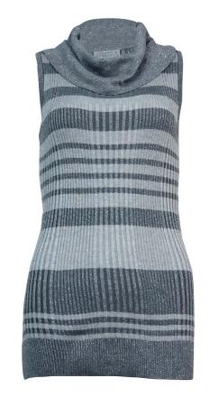 Joseph A. Women's Cowl Sleeveless Metallic Striped Sweater - S