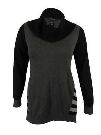Style Co. Women's Stripe Hem Cowl Neck Sweater - 0X