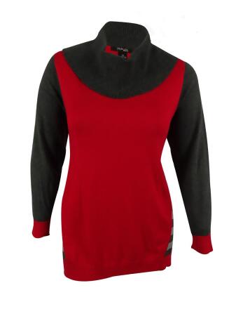 Style Co. Women's Stripe Hem Cowl Neck Sweater - 2X