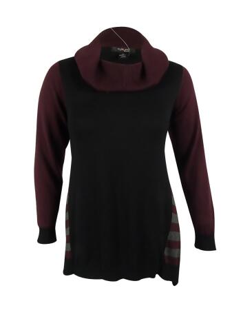 Style Co. Women's Stripe Hem Cowl Neck Sweater - 0X