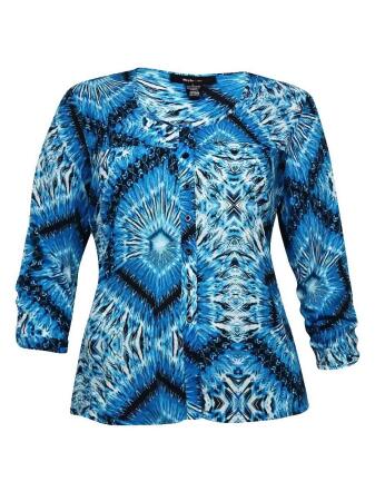 Style Co Women's Crepe Geo Printed Button Blouse - M
