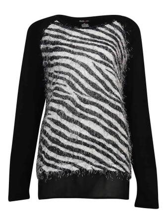 Style Co Women's Eyelash Knit Chiffon Trim Sweater - XL