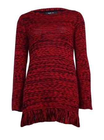 Style Co. Women's Marled Fringe Sweater - L
