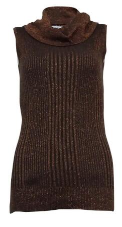 Joseph A. Women's Cowl Sleeveless Metallic Ribbed Sweater - M