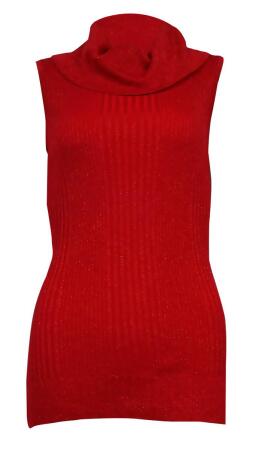 Joseph A. Women's Cowl Sleeveless Metallic Ribbed Sweater - M