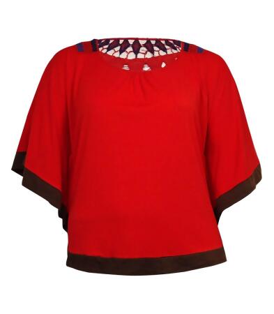 Ny Collection Women's Illusion Crochet Poncho Knit Top - M
