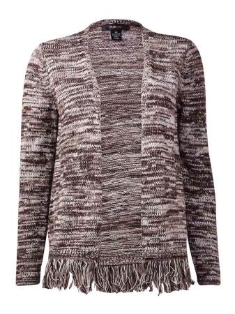 Style Co. Women's Open Knit Fringe Cardigan Sweater - M