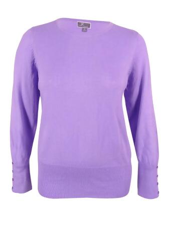 Jm Collection Women's Crewneck Buttoned-Sleeves Sweater - 1X