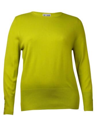 Jm Collection Women's Crewneck Buttoned-Sleeves Sweater - 0X