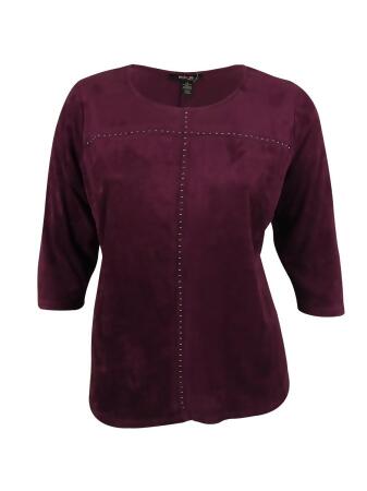 Style Co Women's Faux Suede Studded Blouse - 0X