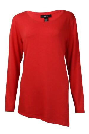 Style Co Women's Asymmetrical Hem Long Sleeve Knit Blouse - M