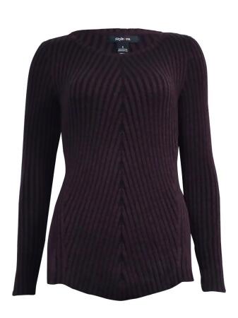 Style Co. Women's Ribbed Knit Long Sleeve Sweater - XL