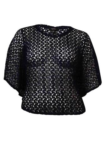 Style Co Women's Elegant Crochet Poncho Blouse - L