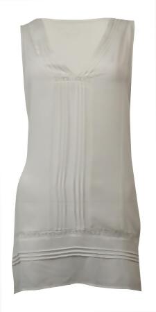 Ny Collection Women's Sheer Pintucked Handkerchief Top - M