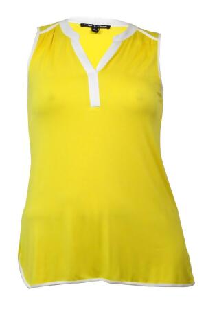 Cable Gauge Women's Sleeveless Split V-Neck Knit Jersey Top - M