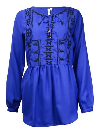 Ny Collection Women's Embroidered Peplum Peasant Top - M