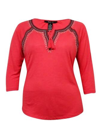 Style Co Women's Flamboyant Top Keyhole Blouse - 3X