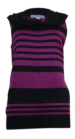 Joseph A. Women's Cowl Sleeveless Striped Sweater - XL