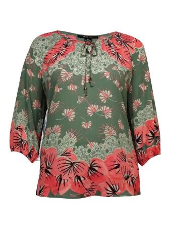 Style Co Women's Keyhole Swing Elegant Floral Blouse - XL