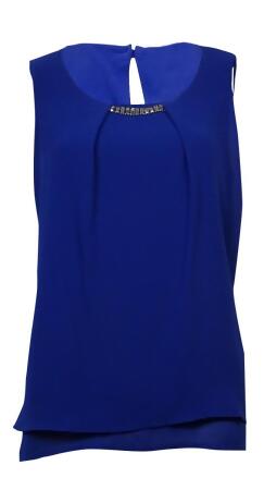 Ny Collection Women's Pleated Sleeveless Embellished Top - S