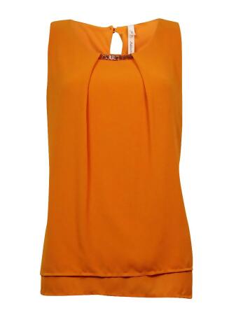 Ny Collection Women's Pleated Sleeveless Embellished Top - L