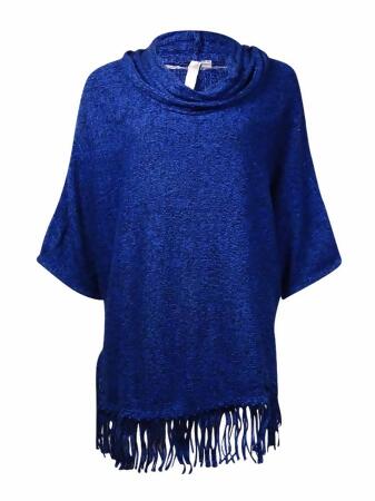 Ny Collection Women's Marled Cowl Fringed Dolman Sweater - S