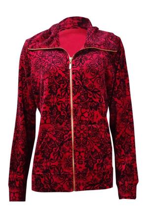 Style Co. Women's Printed Velour Zip Jacket - S