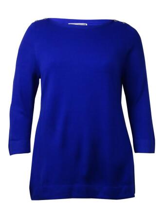 Jm Collection Women's Buttoned-Shoulders Boat Neck Sweater - XL